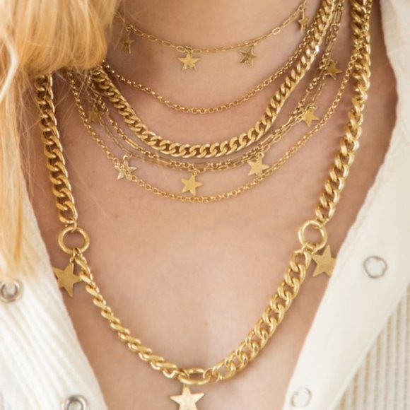 Jewelry - Stars and Charm Bib Necklace